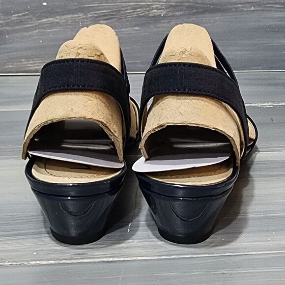 LifeStride‎ Womens Yolo Wedge Sandals Heels Soft System Navy Blue Size 7 Wide - Picture 4 of 13